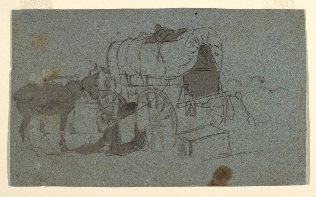 Piirros, Armeijan vaunu ja muuli, n. 1862. tekijältä Winslow Homer