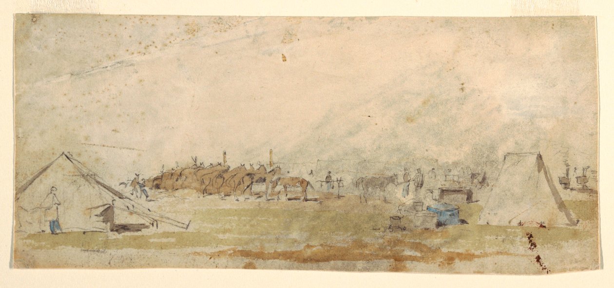 Piirros, armeijan leiri, 1862 tekijältä Winslow Homer