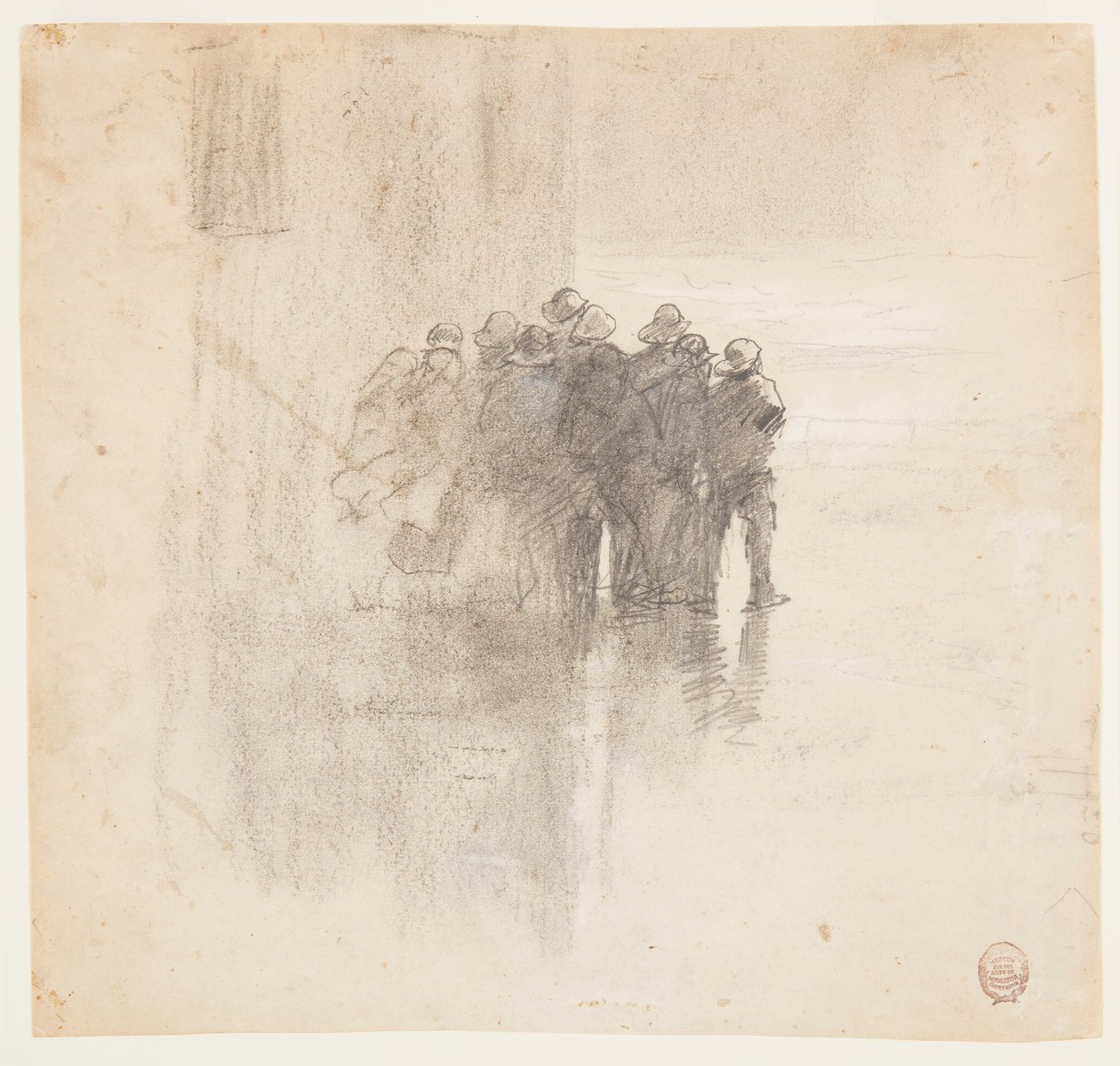 Piirros, Kalastajat öljynahoissa, Cullercoats, Englanti, 1881. tekijältä Winslow Homer