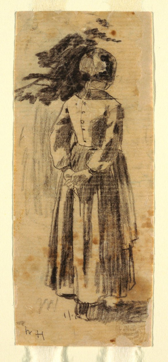 Piirros, tyttö, n. 1874 tekijältä Winslow Homer