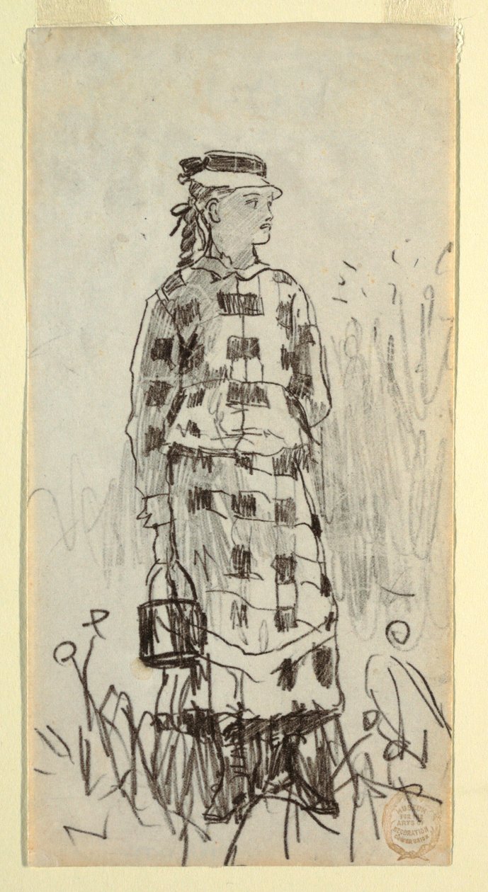Piirros, Tyttö lounasämpärin kanssa, 1879 tekijältä Winslow Homer