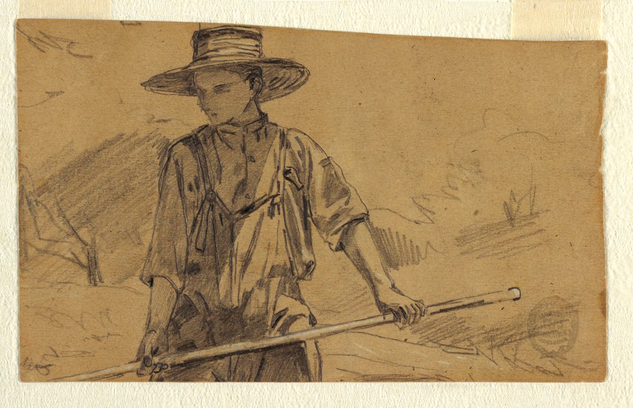 Piirros, heinänteko, n. 1864 tekijältä Winslow Homer