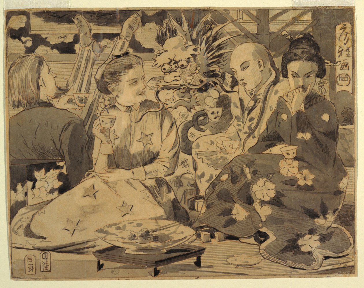 Piirros, Kansainvälinen teekutsu, n. 1867 tekijältä Winslow Homer