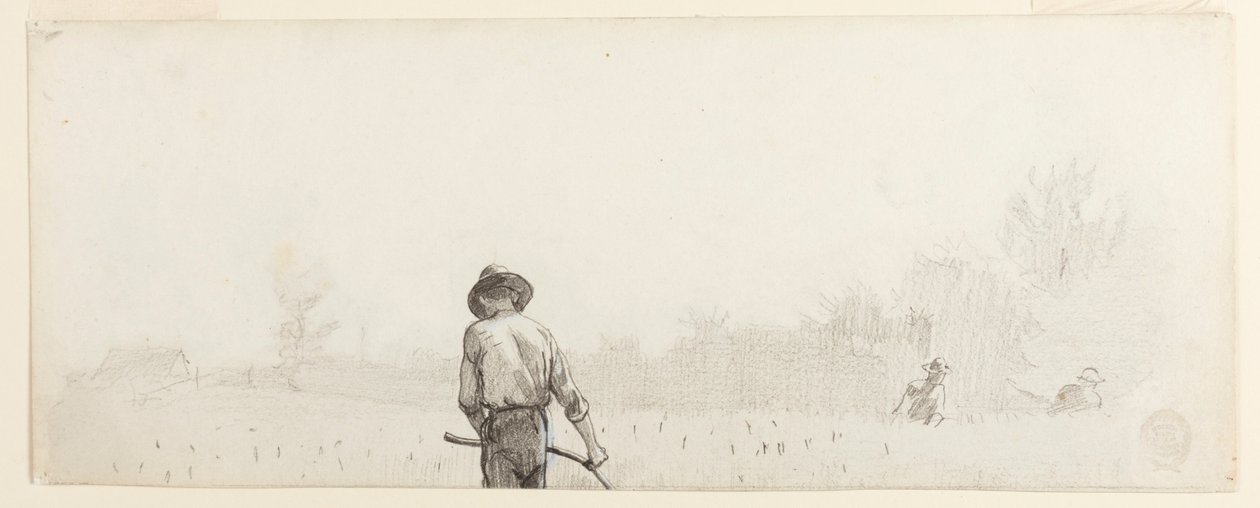 Piirros, Mies viikatteen kanssa, n. 1865. tekijältä Winslow Homer