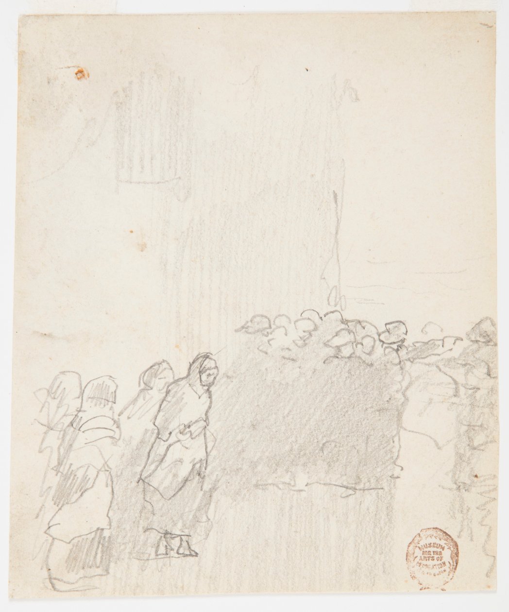 Piirros, Miehet ja naiset katsovat merelle, Cullercoats, Englanti, 1881. tekijältä Winslow Homer