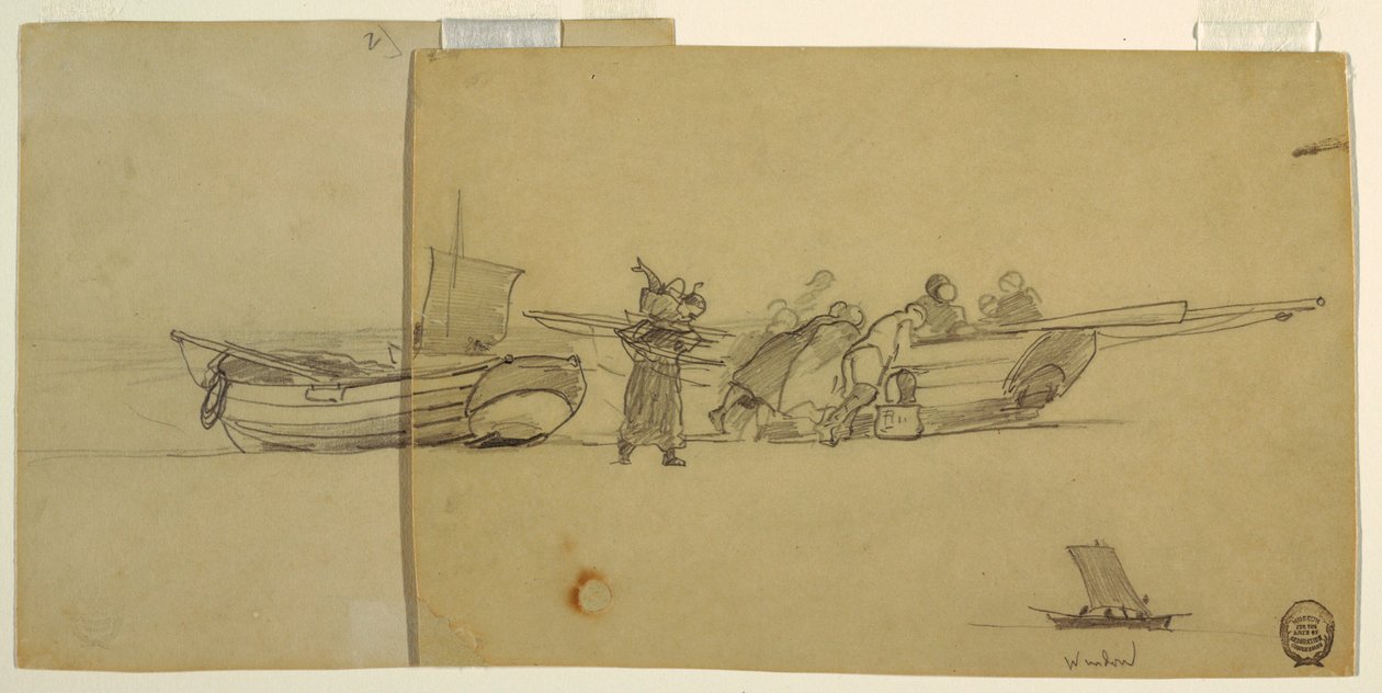 Piirros, osa kalastusaluksesta, Englanti, 1881-82. tekijältä Winslow Homer