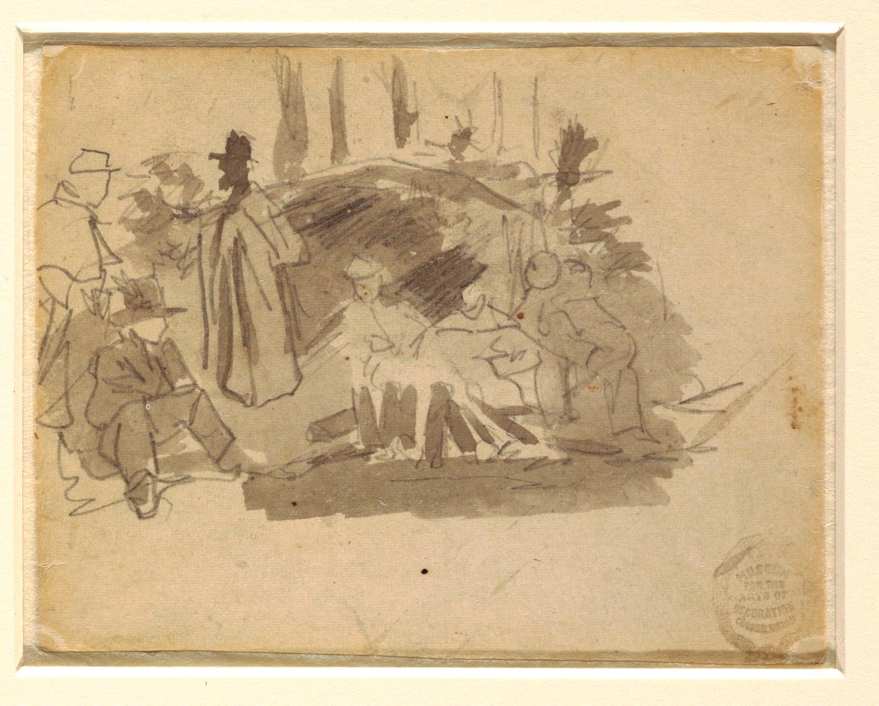 Piirros, Sotilaiden leiriytyminen, 1862 tekijältä Winslow Homer