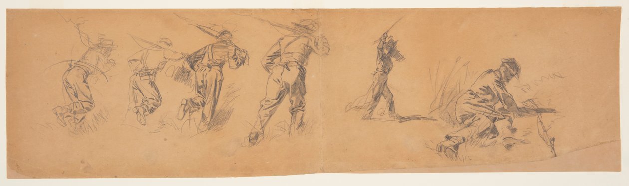 Piirustus, Sotilaiden tutkimuksia, 1863-65 tekijältä Winslow Homer
