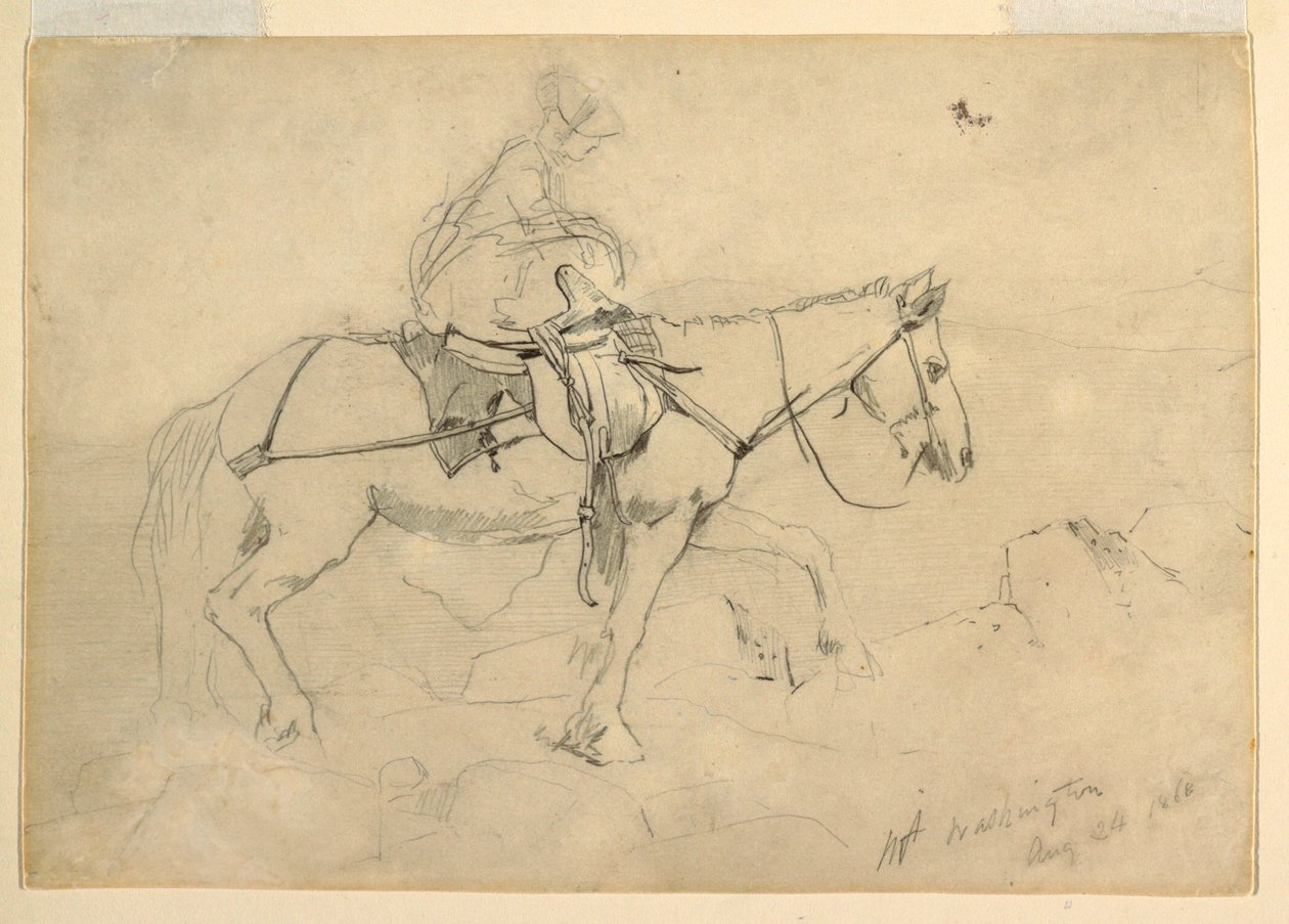 Piirustus, tutkimus "Bridle Path, White Mountains", 24. elokuuta 1868. tekijältä Winslow Homer