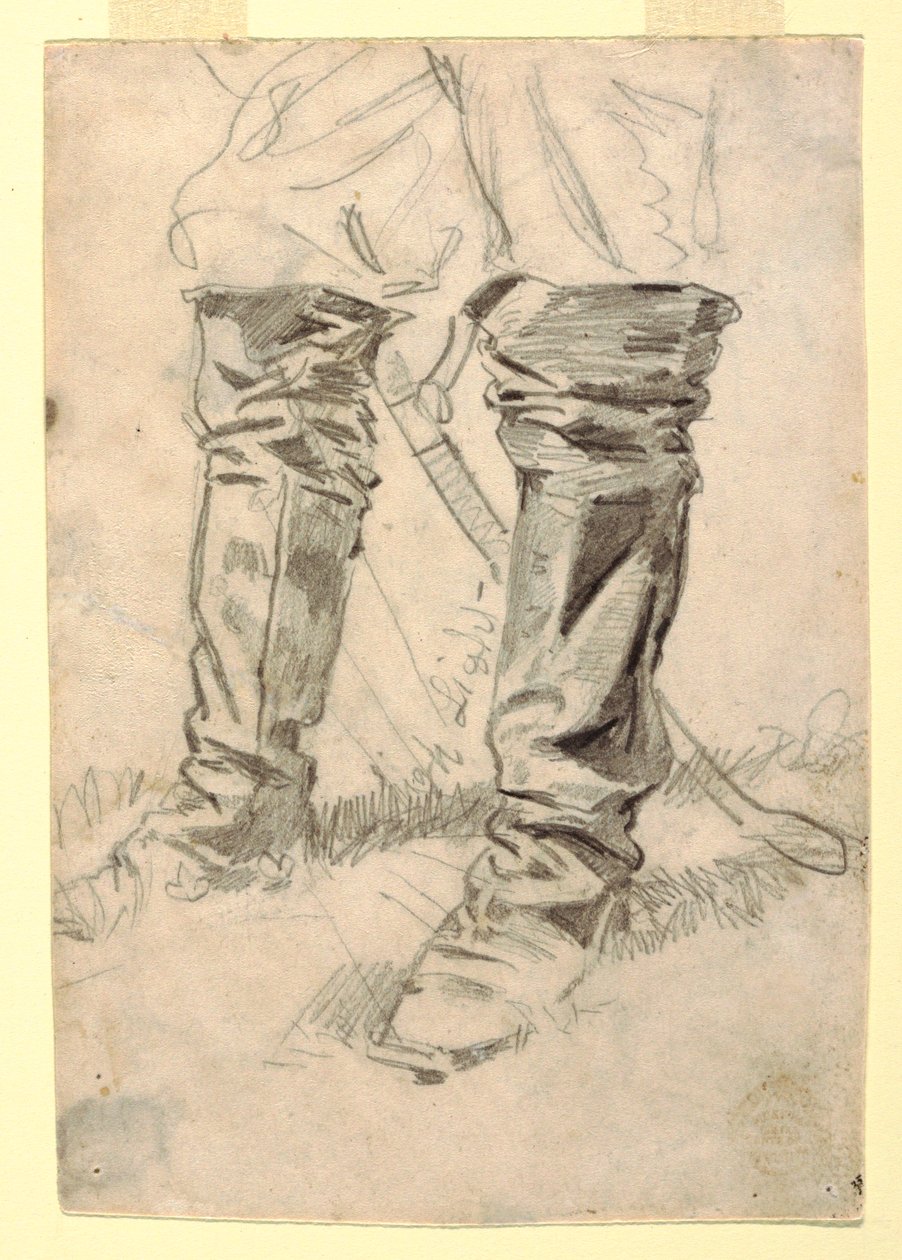 Piirros, Ratsuväen upseerin saappaiden tutkimus, 1862-64 tekijältä Winslow Homer