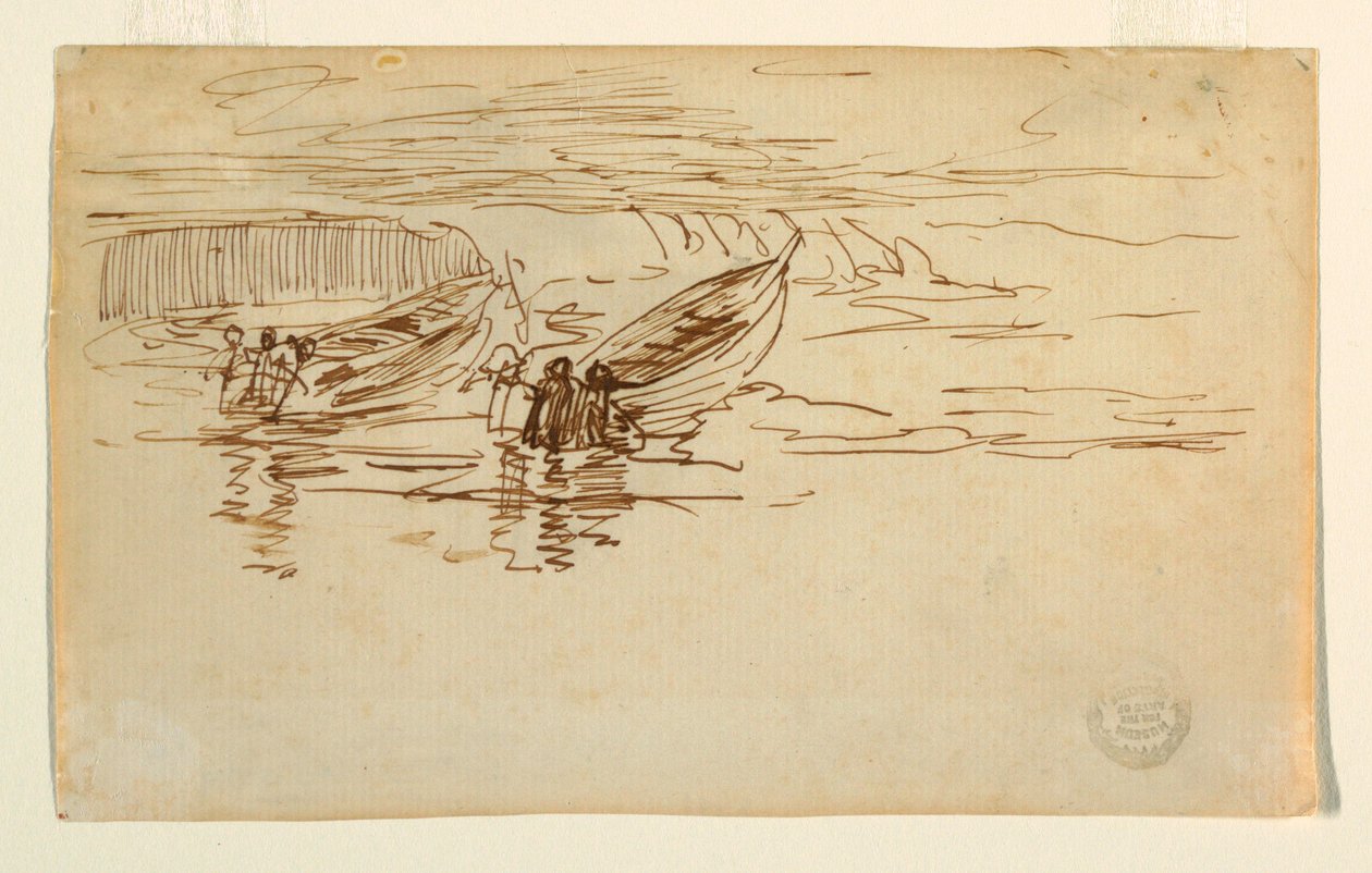 Piirros, kaksi veneenlaskua, Englanti, 1881. tekijältä Winslow Homer