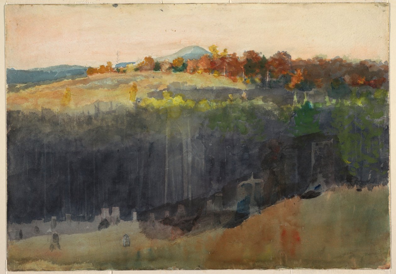 Piirros, laakso ja rinne, Adirondacks, 1889-94. tekijältä Winslow Homer