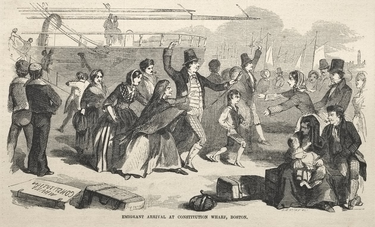 Siirtolaisten saapuminen Constitution Wharfille Bostoniin tekijältä Winslow Homer