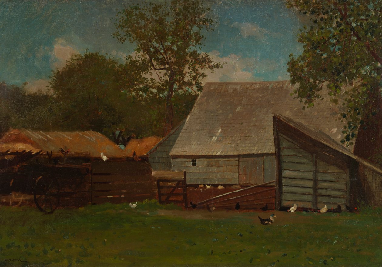 Maatila ankkojen ja kanojen kanssa, 1872-73. tekijältä Winslow Homer
