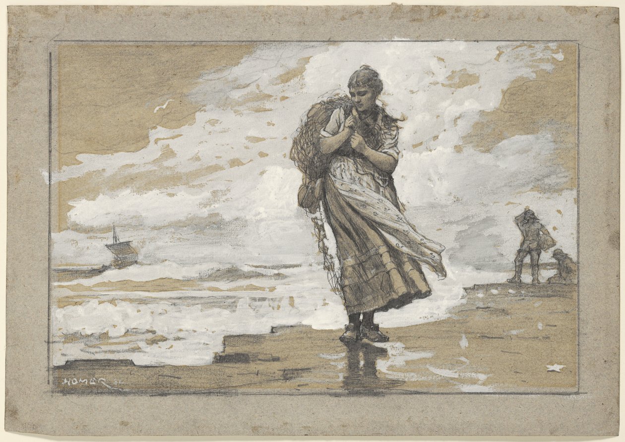 Kalastajatyttö ja verkko tekijältä Winslow Homer
