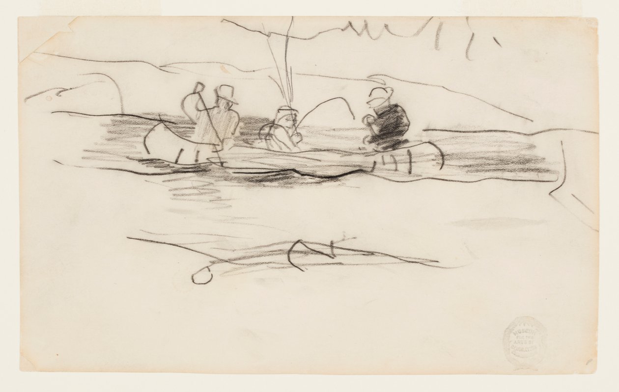 Kalastaja ja kaksi muuta miestä kanootissa tekijältä Winslow Homer
