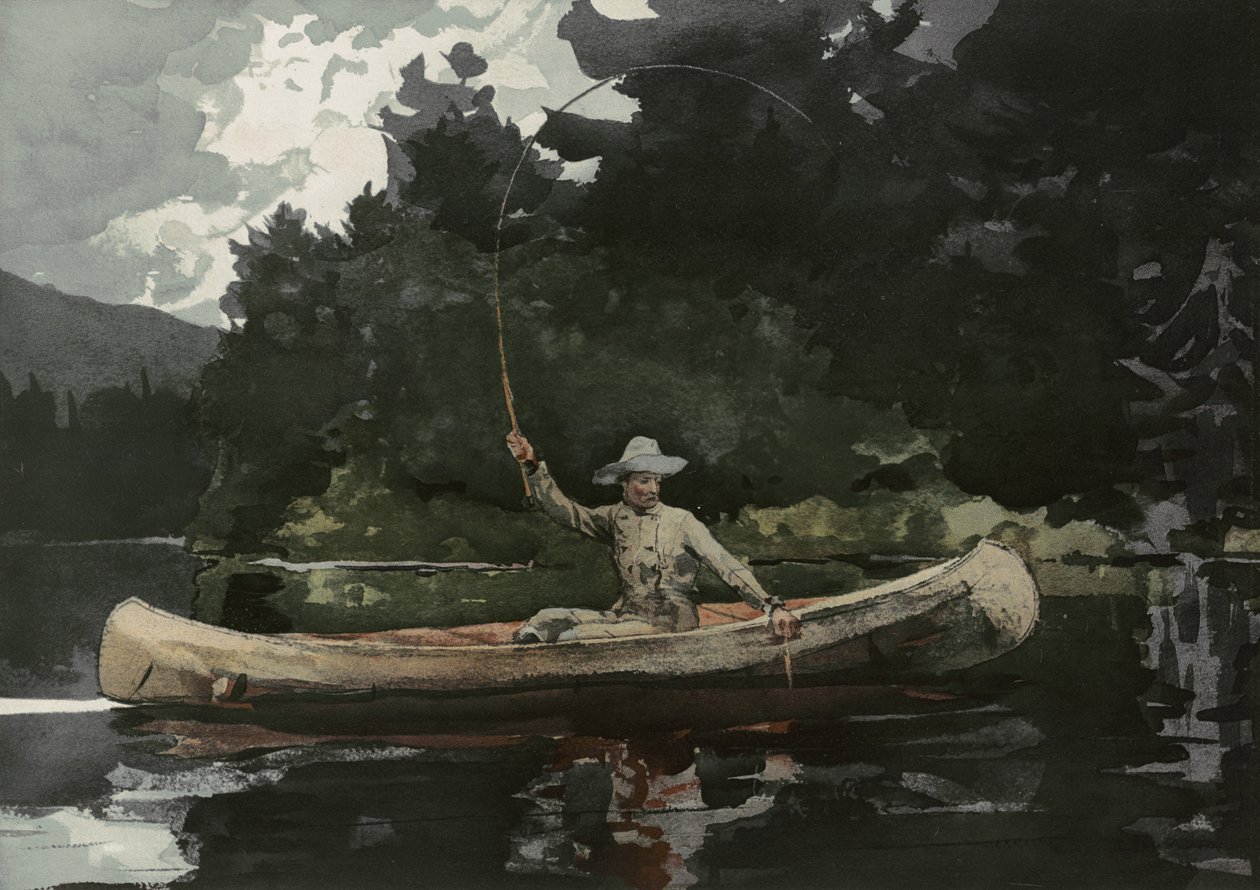 Fishing in the North Woods, julkaisija L. Prang & Co., 1896 tekijältä Winslow Homer