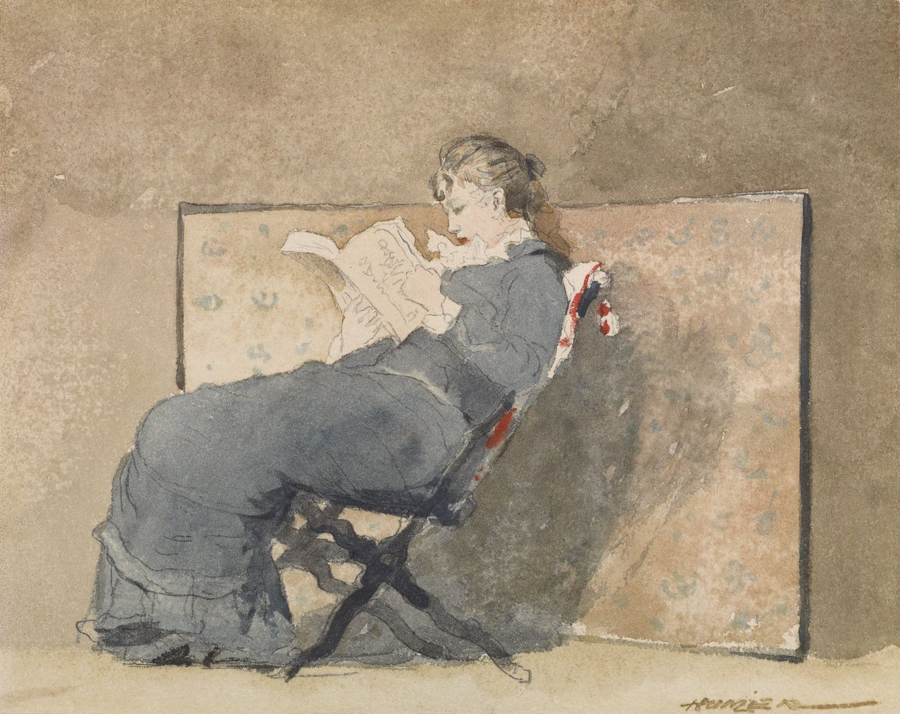 Tyttö lukee tekijältä Winslow Homer