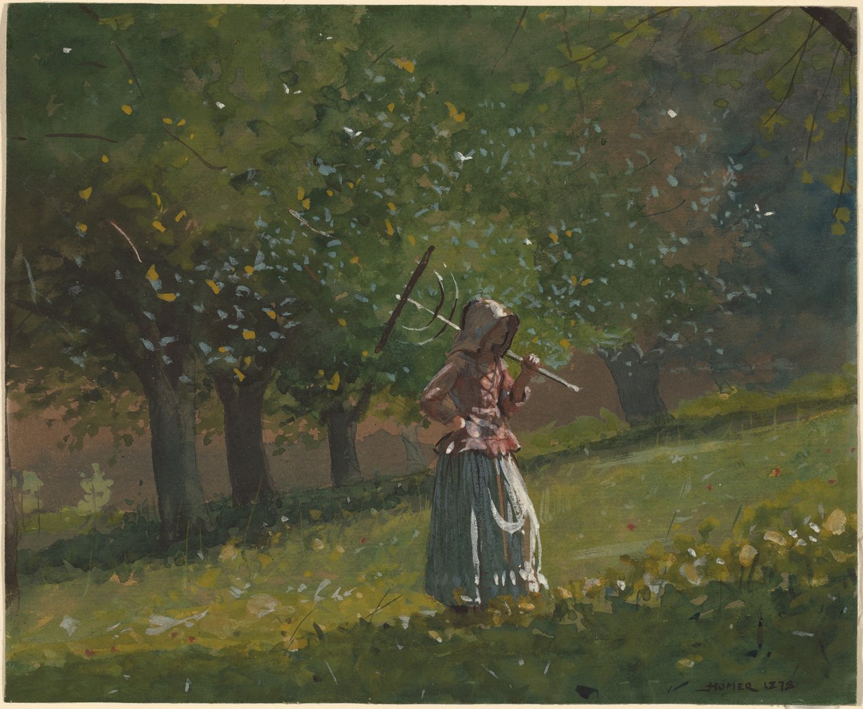 Tyttö heinäharava kanssa tekijältä Winslow Homer