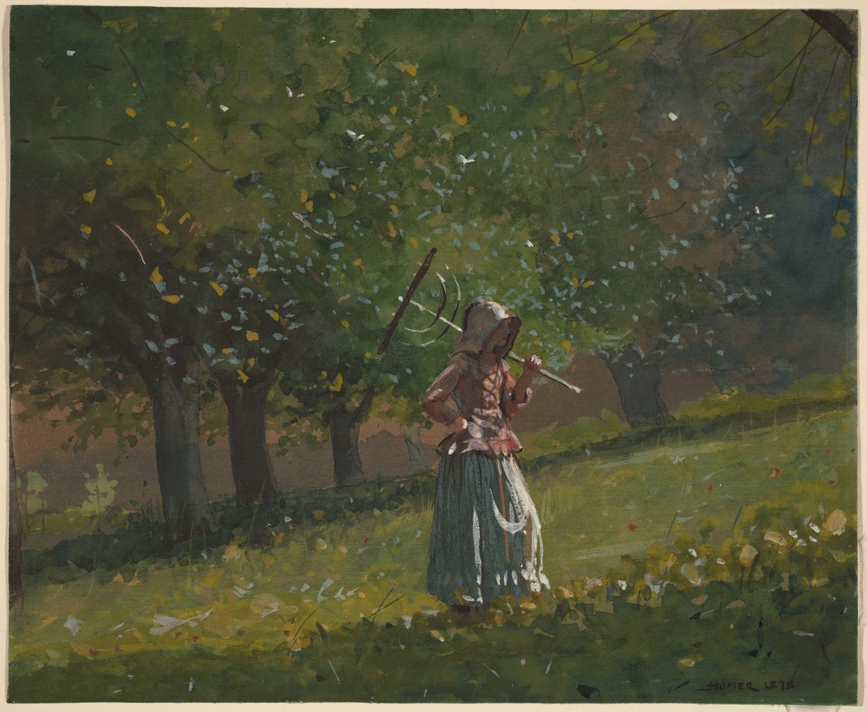 Tyttö heinäharavan kanssa tekijältä Winslow Homer