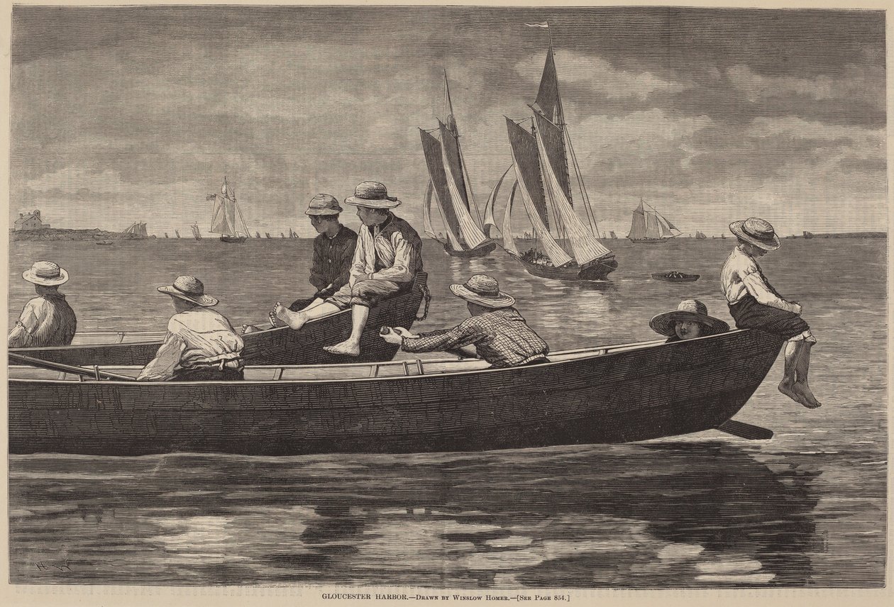 Gloucesterin satama, julkaistu 1873. tekijältä Winslow Homer