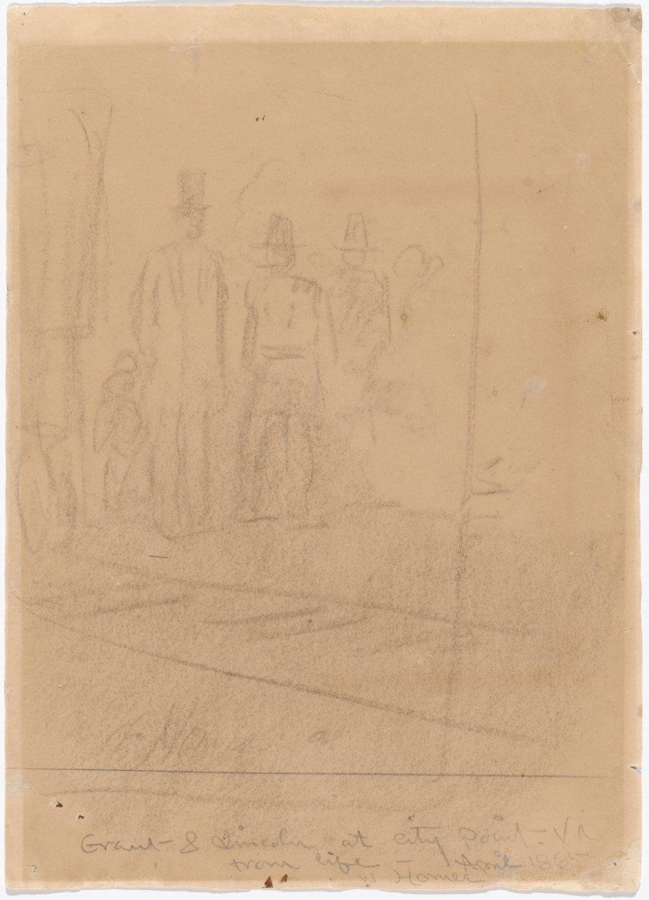 Grant ja Lincoln City Pointissa, Virginiassa [recto], 1865. tekijältä Winslow Homer