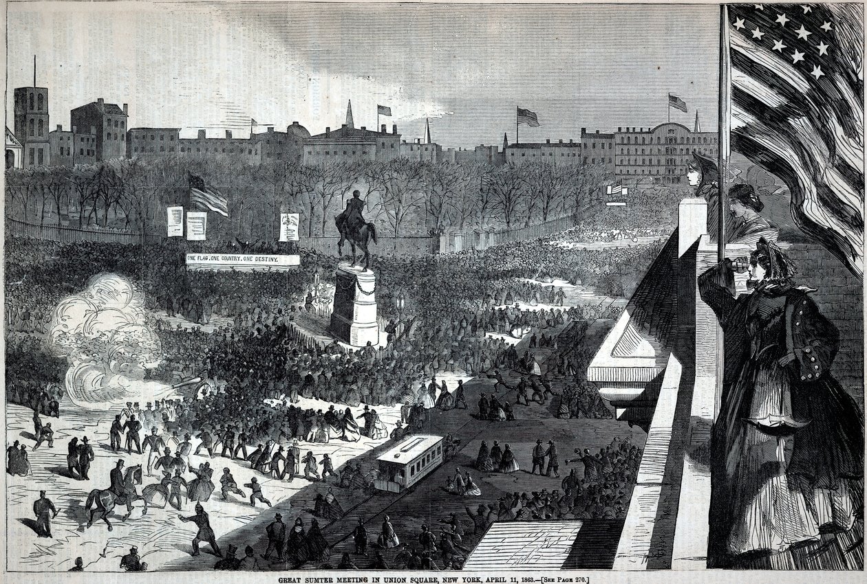 Suuri Sumterin kokous Union Squarella, New Yorkissa, 11. huhtikuuta, Harper