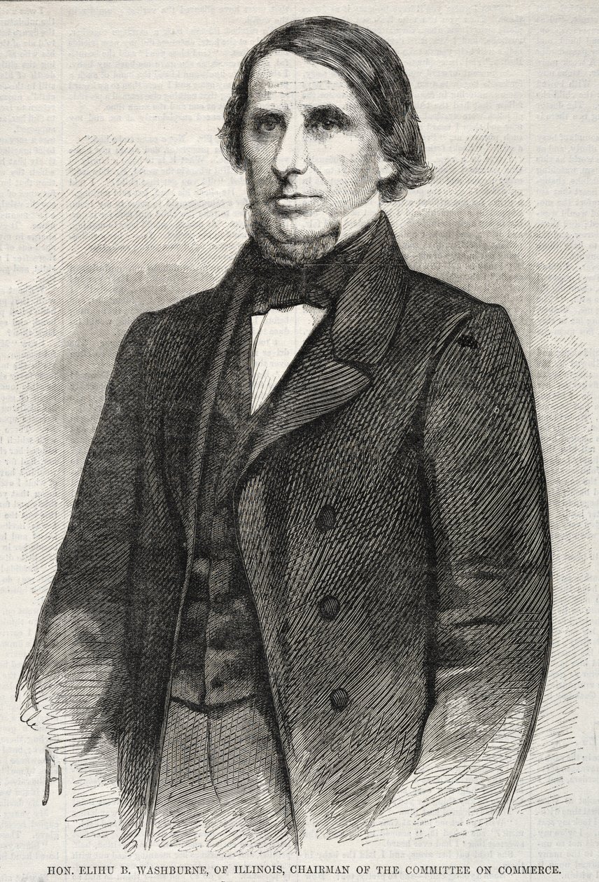 Hon. Elihu B. Washburne, Illinois, kauppakomitean puheenjohtaja, 1860. tekijältä Winslow Homer