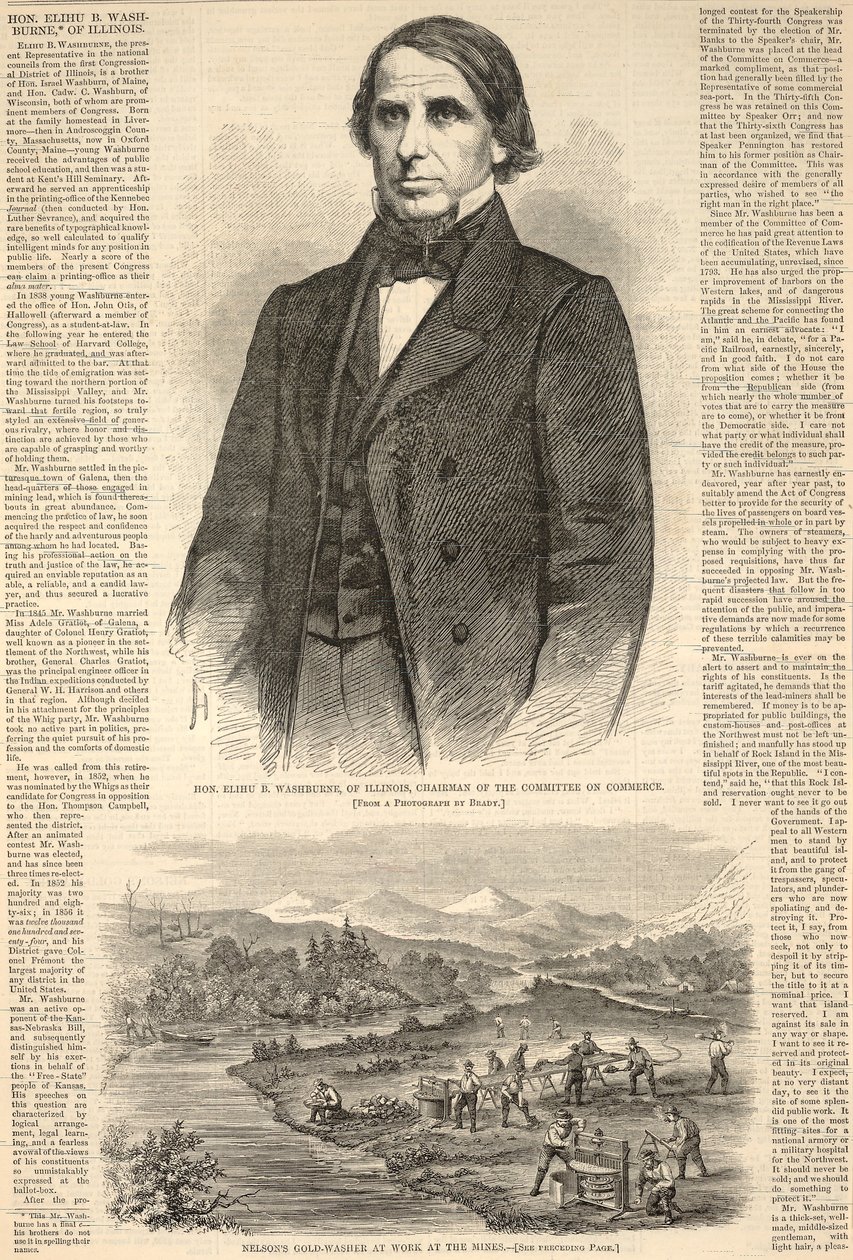 Kunnianarvoisa Elihu B. Washburne Illinoisista, kauppakomitean puheenjohtaja, Harper
