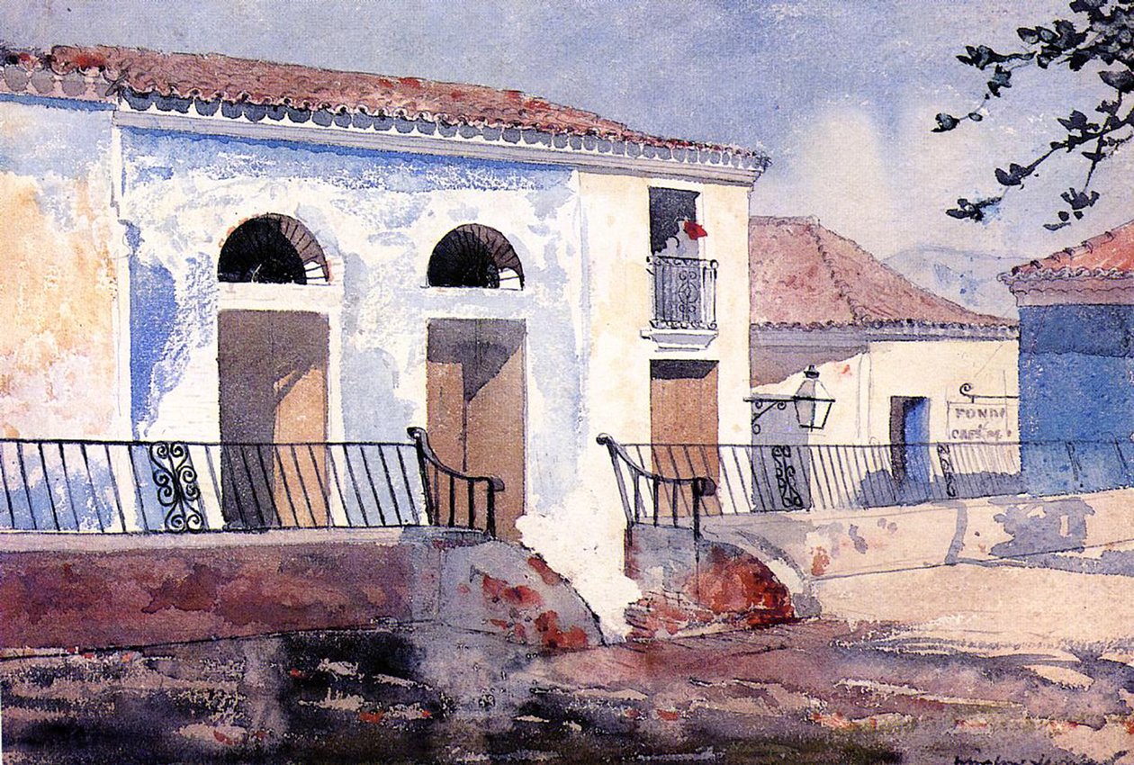 Talo Santiagossa, Kuubassa, n. 1885 (wc paperilla aluksella) tekijältä Winslow Homer