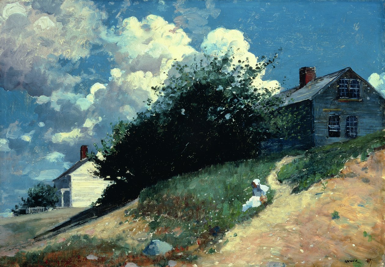 Taloja kukkulalla, 1879 tekijältä Winslow Homer