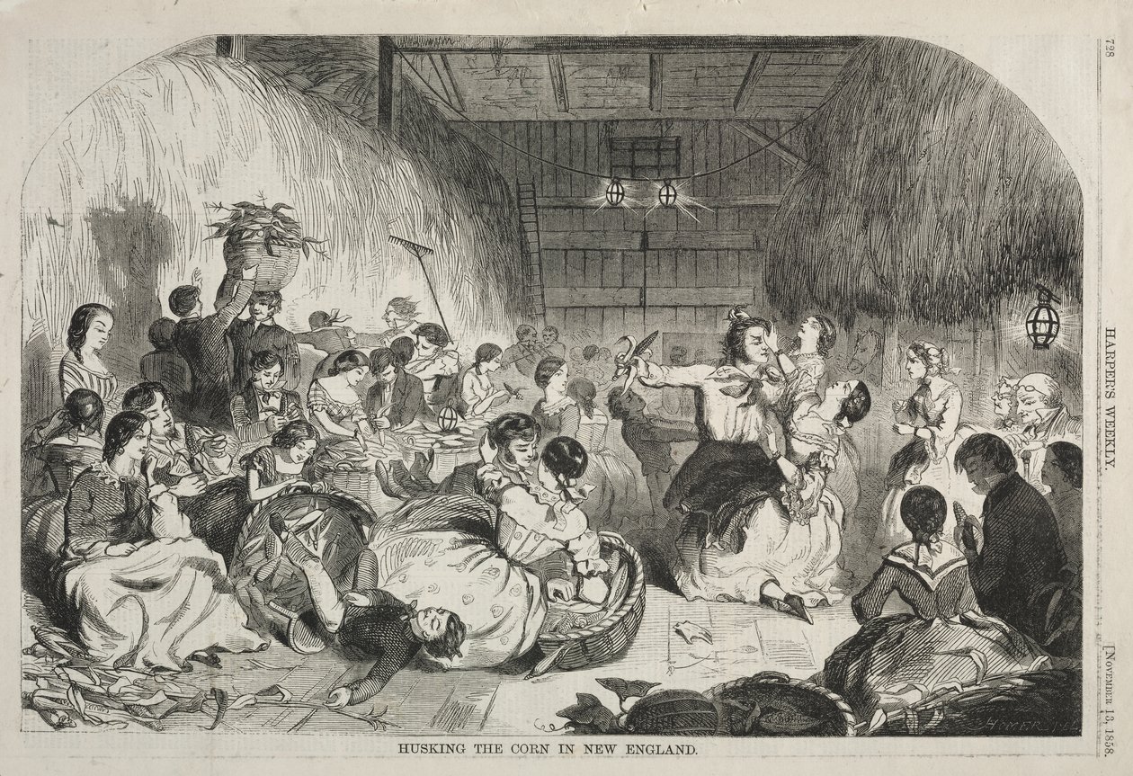 Maissin kuoriminen Uudessa-Englannissa tekijältä Winslow Homer