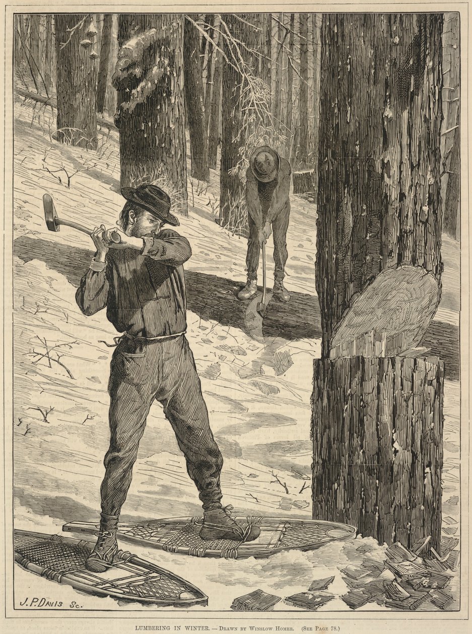 Puuhastelua talvella, alkaen Joka lauantai: A Journal of Choice Reading, 28. tammikuuta 1871. tekijältä Winslow Homer