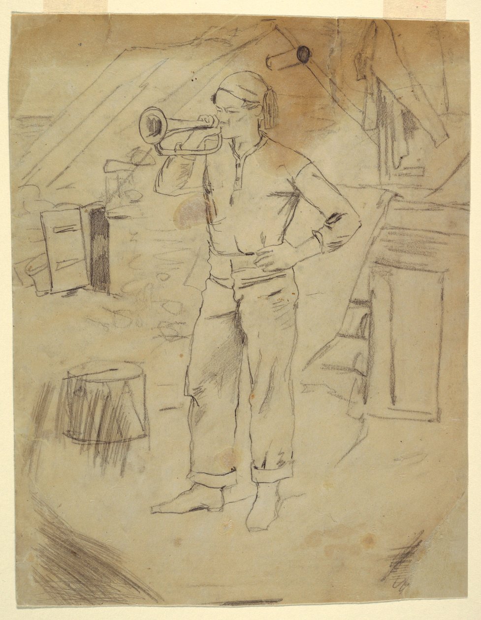 Mies yllään Zouaven lippis tekijältä Winslow Homer