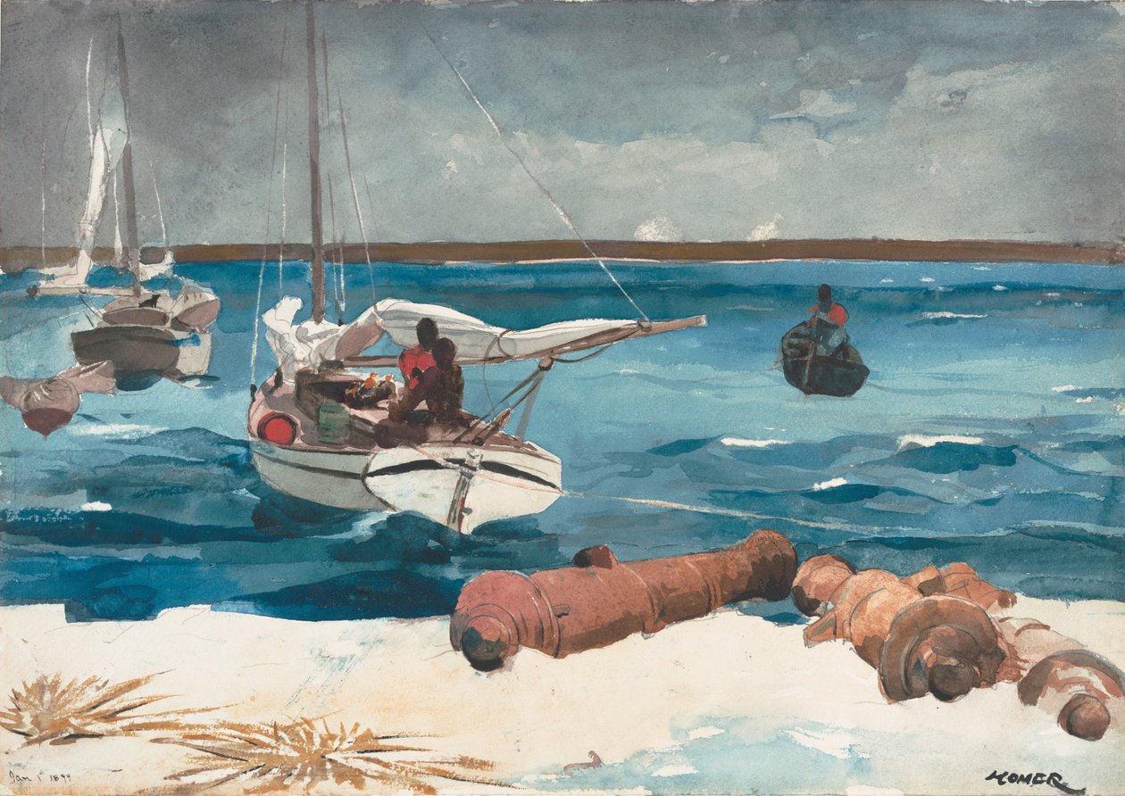 Nassau, 1899 (wc ja grafiitti luonnonvalkoiselle vohvelipaperille). tekijältä Winslow Homer