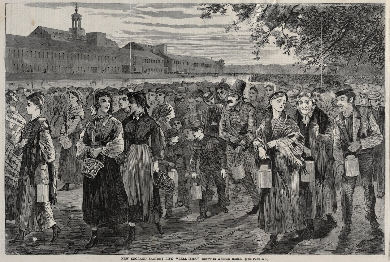 New England Factory Life - Bell-Time, 1868. tekijältä Winslow Homer