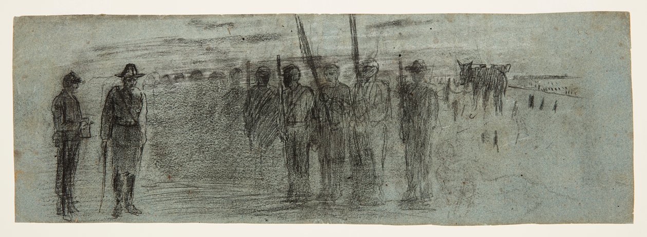 Upseeri ja avustaja tarkastamassa laivuetta tekijältä Winslow Homer