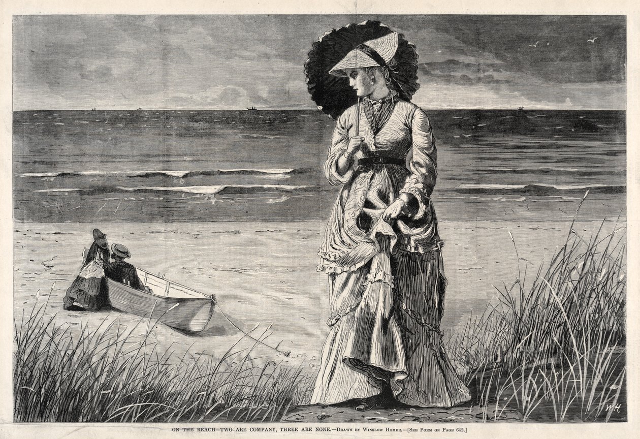 Rannalla – Kaksi yhtiötä, kolme ei yhtään, 1872. tekijältä Winslow Homer
