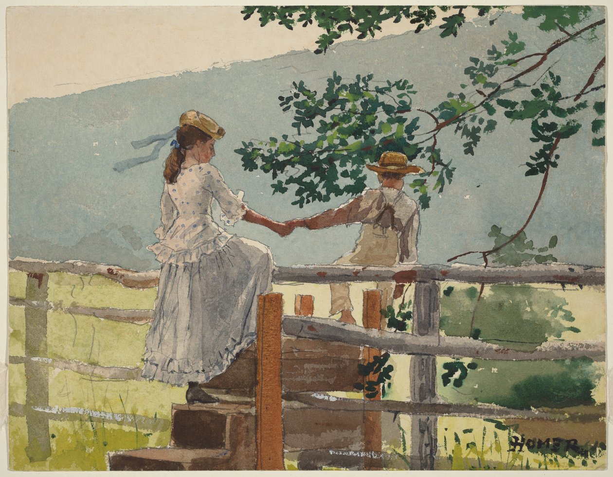 Porrastetulla aidanylityspaikalla tekijältä Winslow Homer