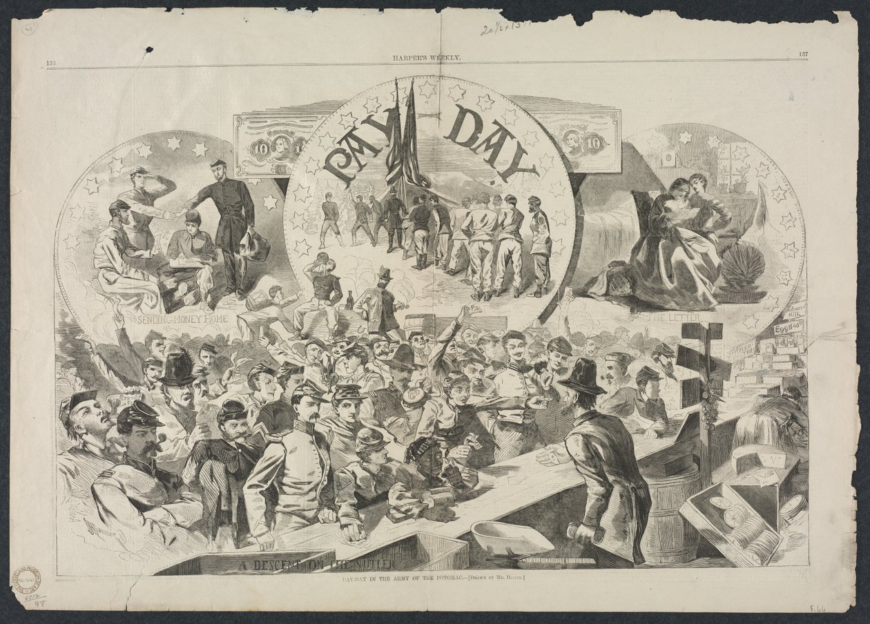 Palkkapäivä Potomacin armeijassa, 1863. tekijältä Winslow Homer