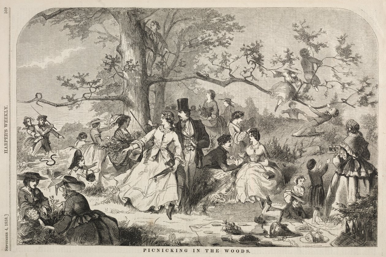 Picknicking in the Woods, 1858. tekijältä Winslow Homer