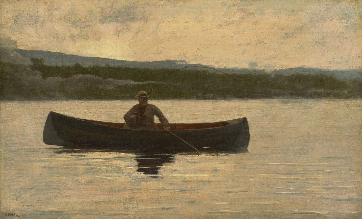 Playing a Fish, 1875, uusittu 1890-luvulla tekijältä Winslow Homer