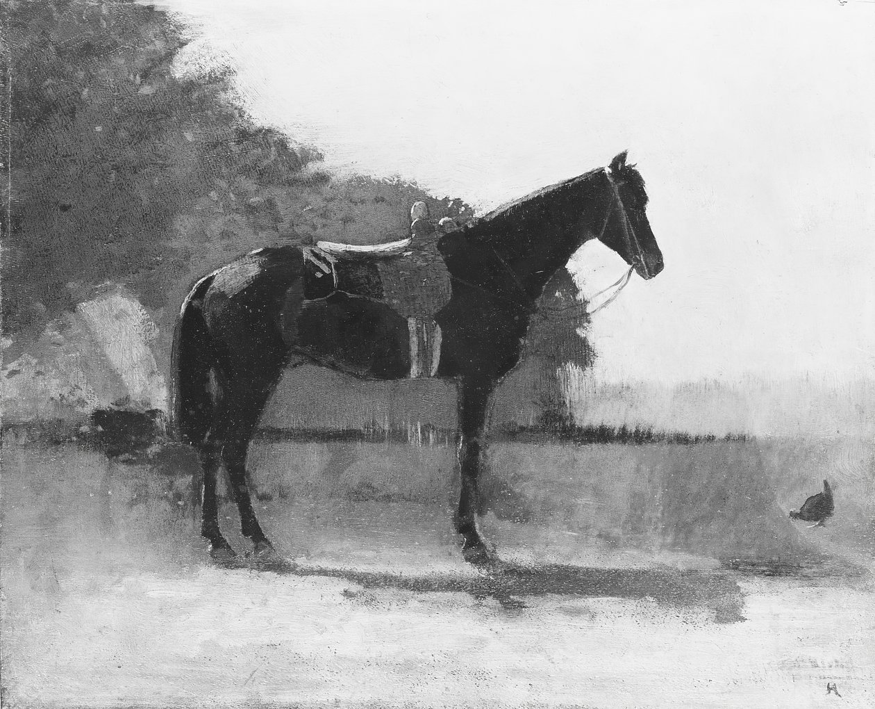 Satulahevonen Farm Yardissa, n. 1870-75. tekijältä Winslow Homer