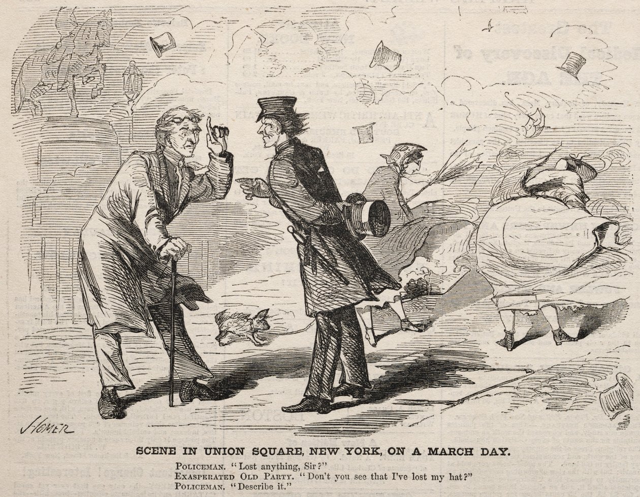 Kohtaus Union Squarella New Yorkissa maaliskuun päivänä 1860. tekijältä Winslow Homer