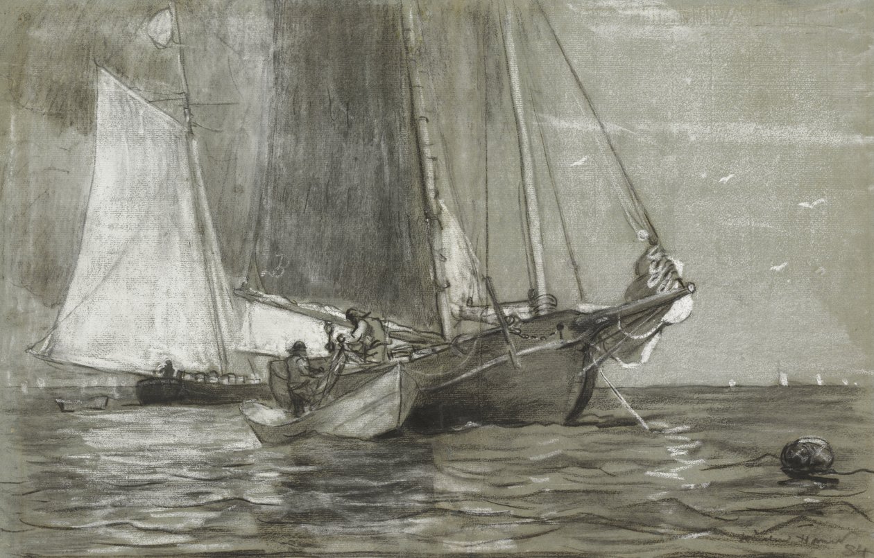 Kuunari Ankkurissa, 1884 tekijältä Winslow Homer