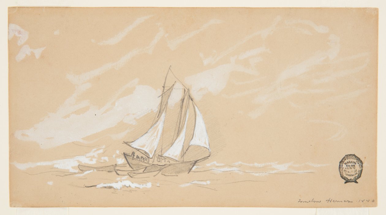 Kuunari, jossa on Three Dories tekijältä Winslow Homer