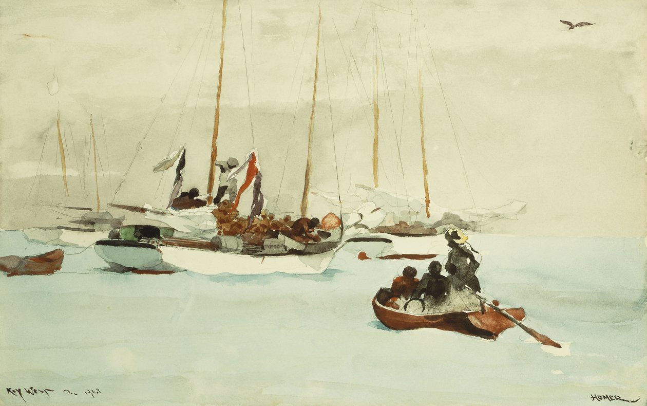 Kuunarit Anchorissa, Key Westissä, 1903 tekijältä Winslow Homer