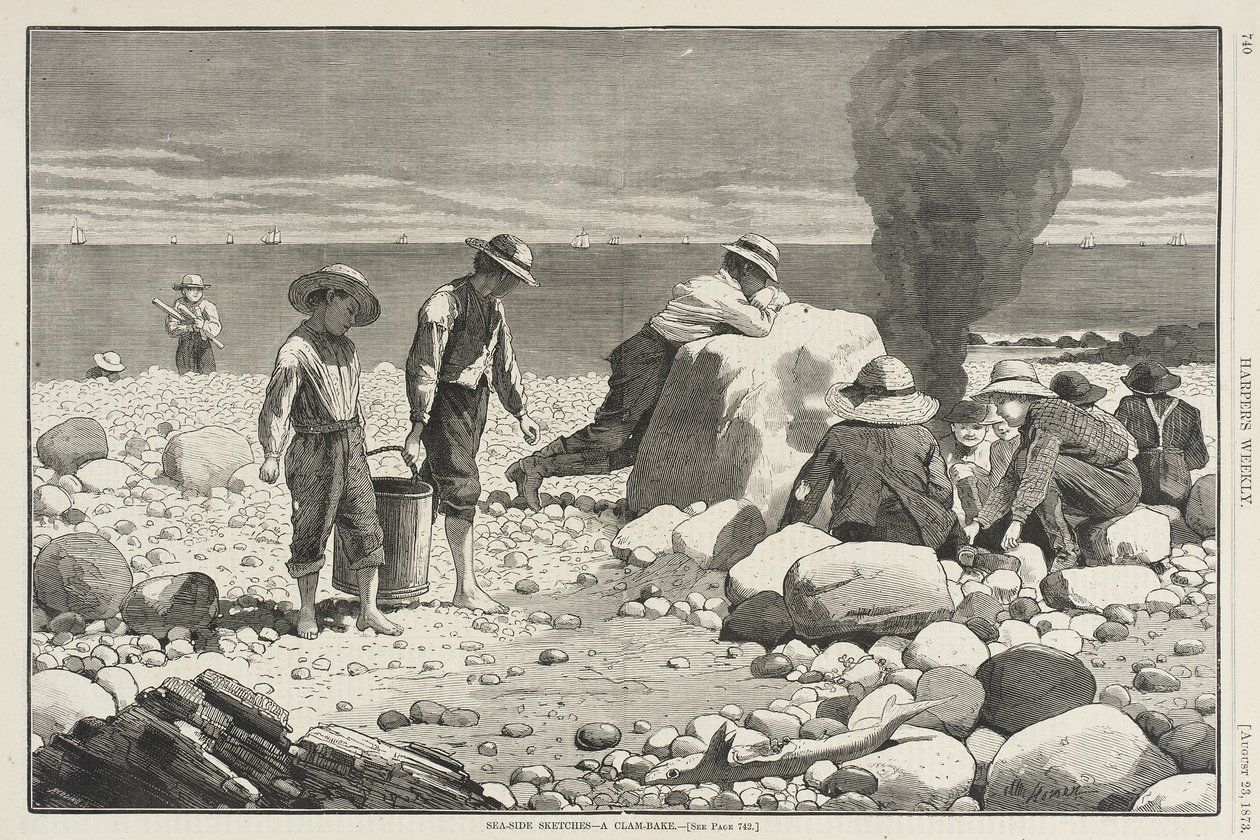 Rantakuvia – simpukkajuhlat tekijältä Winslow Homer