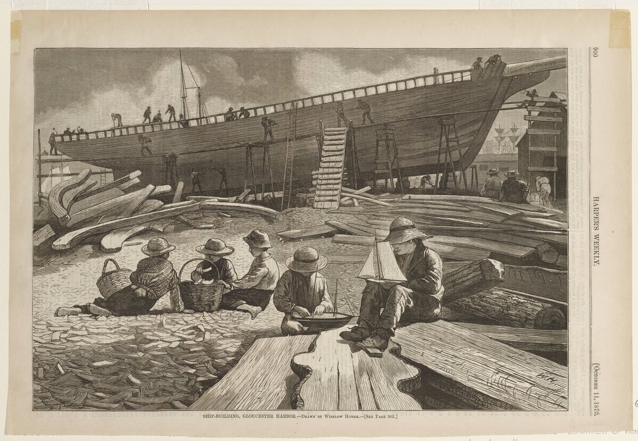 Laivanrakennusta Gloucesterin satamassa tekijältä Winslow Homer
