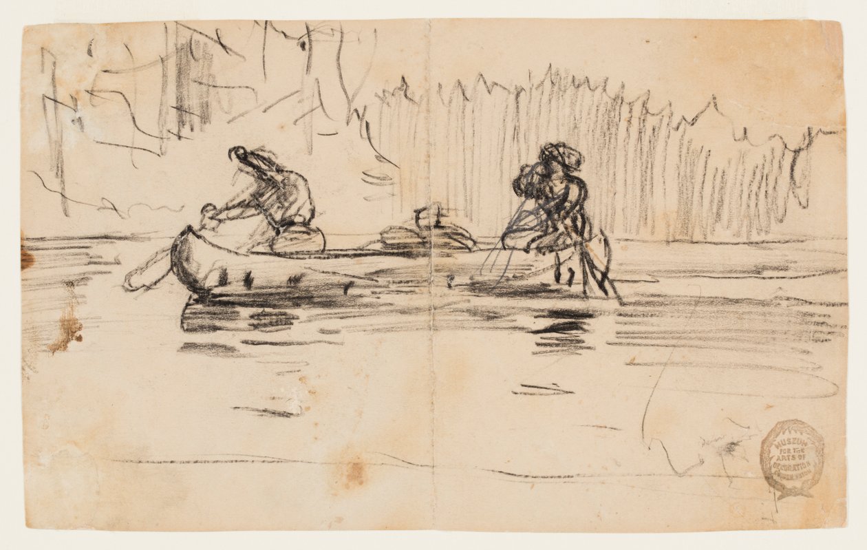 Sivunäkymä kanootista kahden miehen kanssa tekijältä Winslow Homer